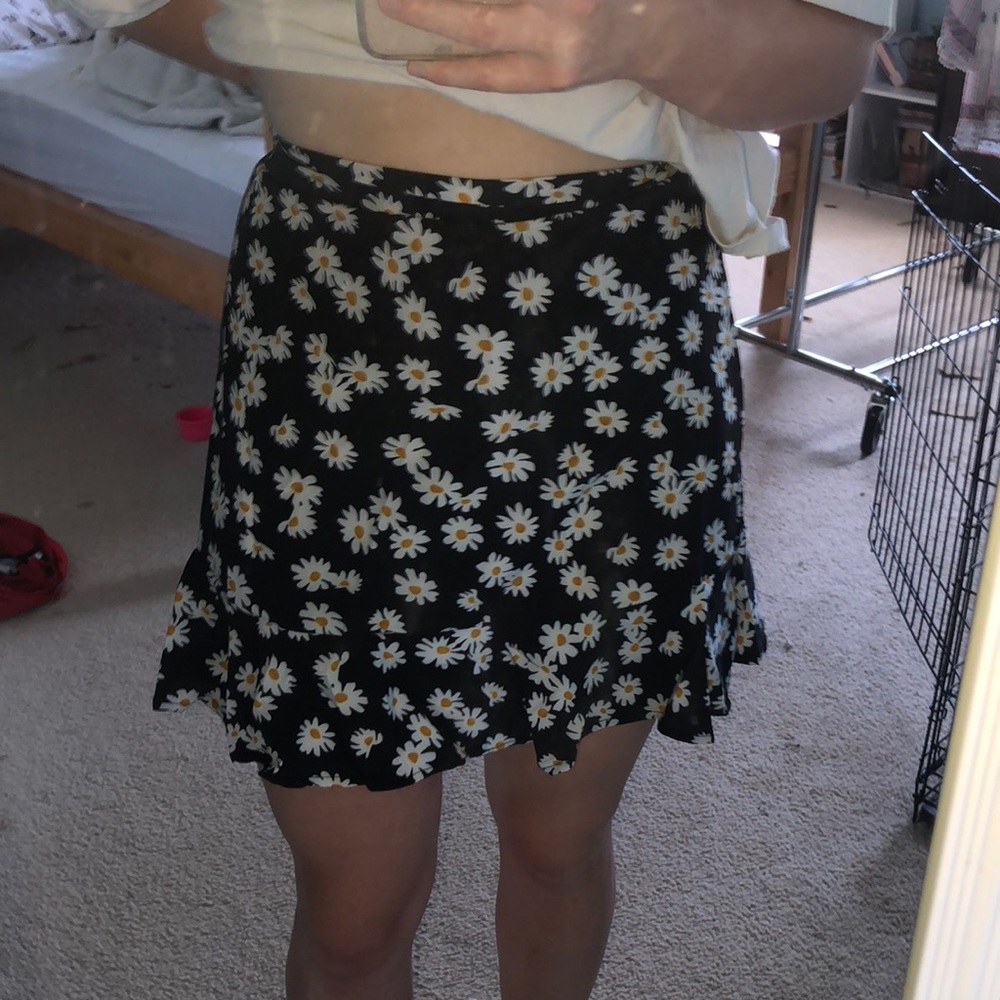 Black skirt with white flowers on it!